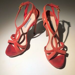 Prada coral suede pumps